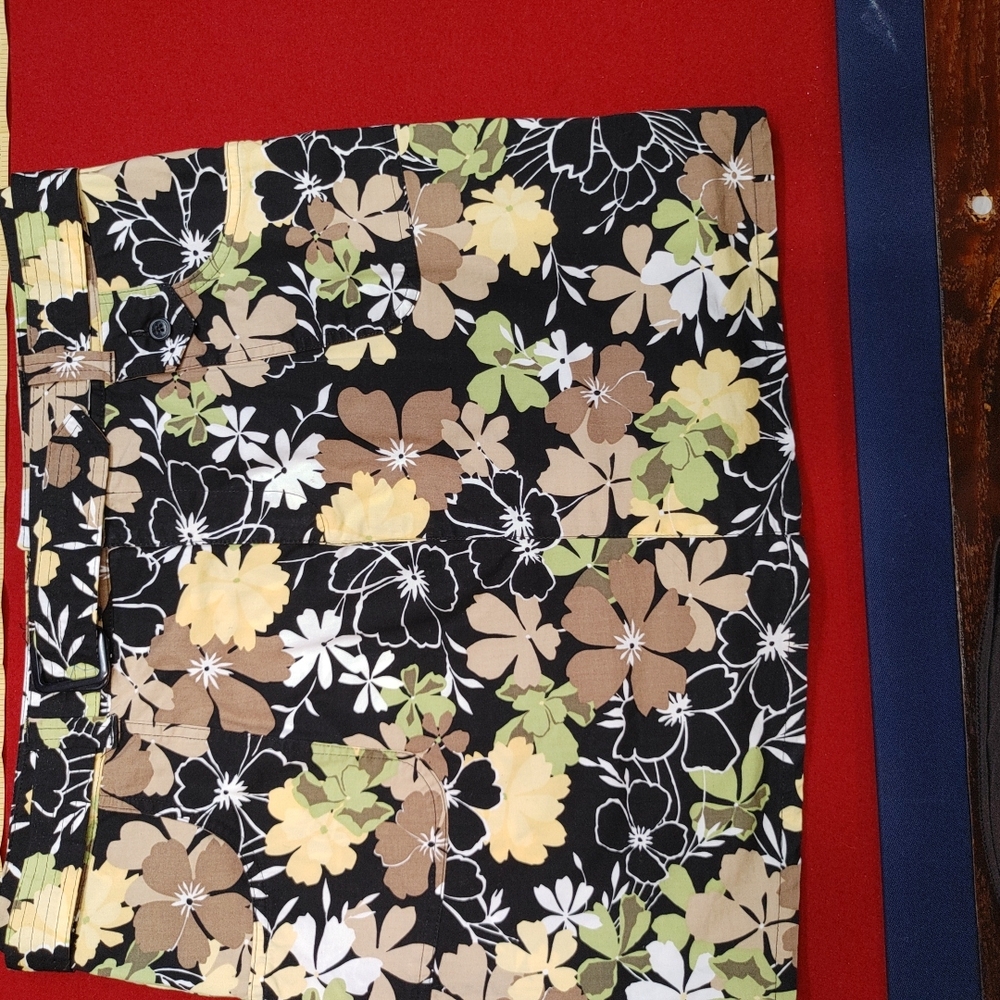 White Stag Floral Skirt - Black, Brown, Yellow, Green